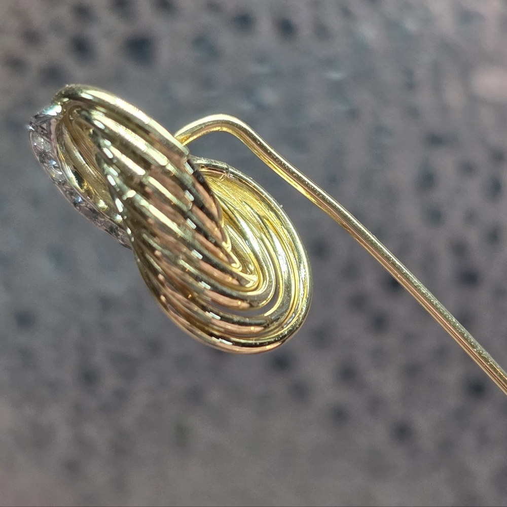 Vintage 14k Yellow Gold Genuine Diamond Lapel Stick Tie Pin Brooch 3.3 g - Picture 7 of 16